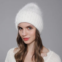 Load image into Gallery viewer, Winter Hat For Women Warm Knitted Angora Rabbit Fur Beanies Fashion With Bead Hats Female High Quality Casual luxury Cap
