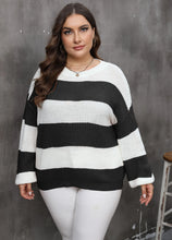 Load image into Gallery viewer, Winter Stripe Plus Size Sweater Women Casual Large Pullover Ladies O-Neck Loose Oversize Jumper Big Jerseys Curvy Knitwear
