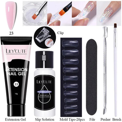 15ml Extension Gel Nail Polish Set Quick Nail Prolong With Extend Mold Nail Tips Acrylic Solution Manicure Tools Kit - Shop & Buy