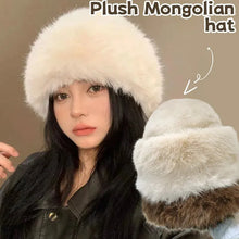 Load image into Gallery viewer, Winter Plush Mongolian Hat Fluffy Faux Fur Bucke Girls Women Thick Fluffy Fur Ear Protection Cap Warm Fashion
