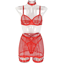 Load image into Gallery viewer, Women Bra Set Fashion Sexy 5 Piece Mesh Lingerie Set Exotic with Chains Affordable Luxury Lingerie Sexy Porn Suits
