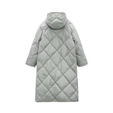 Load image into Gallery viewer, New Two-Color Fashionable and Versatile Diamond Check Quilted Hooded Long Cotton Coat
