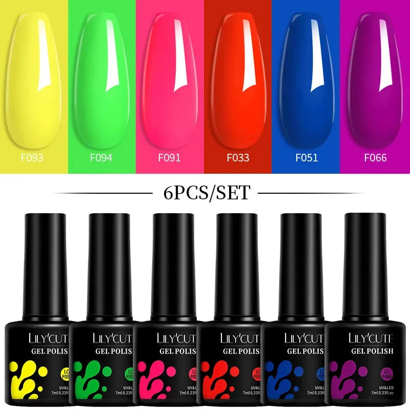 6Pcs/Set Macaron Color Gel Nail Polish Set Kit Spring 6 Colors UV LED Nail Art Gel Vernis Semi Permanent Base Top Coat - Shop & Buy