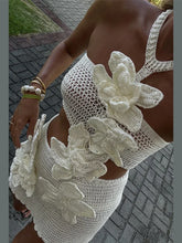 Load image into Gallery viewer, New Knit 3d Flower Women Mini Dress Sexy Hollow Out Sleeveless Backless Halter Dresses
