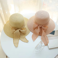 Load image into Gallery viewer, New Summer Sunscreen Hat Bowknot Straw Hat for Women Fashion Wide Brim Sunhat Beach Cap
