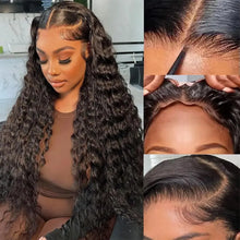 Load image into Gallery viewer, Wear And Go Glueless Wigs Human Hair Pre Plucked Pre Cut For Beginners Deep Wave Lace Front Wigs
