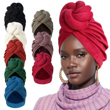 Load image into Gallery viewer, New Pre-Made Knotted Turban Hat Suede Head Wraps Elegant Pleated Beanies Headscarf For Women Turban
