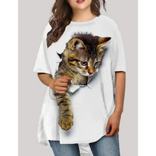 Load image into Gallery viewer, Fashion T-Shirts For Women Oversized Tops 3d Print Cat Graphic Loose Streetwear
