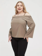 Load image into Gallery viewer, Solid Color Plus Size Blouse Casual Off Shoulder Women‘s Clothing For Spring And Fall T-Shirt Long Sleeves
