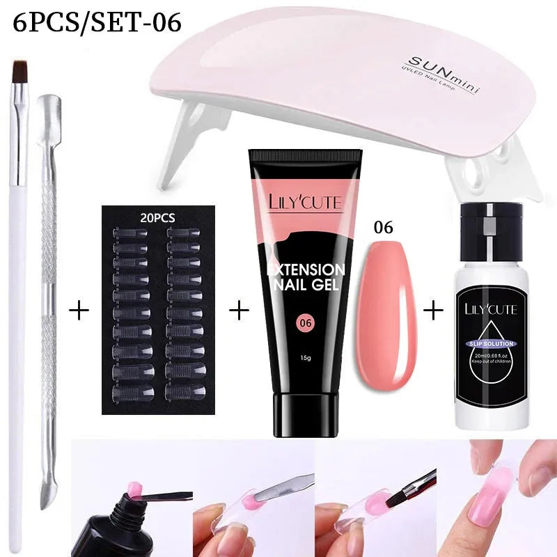 Nail Gel Set 6W LED Lamp Full Manicure Set Vernis Semi Permanent Quick Extension Nail Kit Gel Set For Nails Tool Kit - Shop & Buy