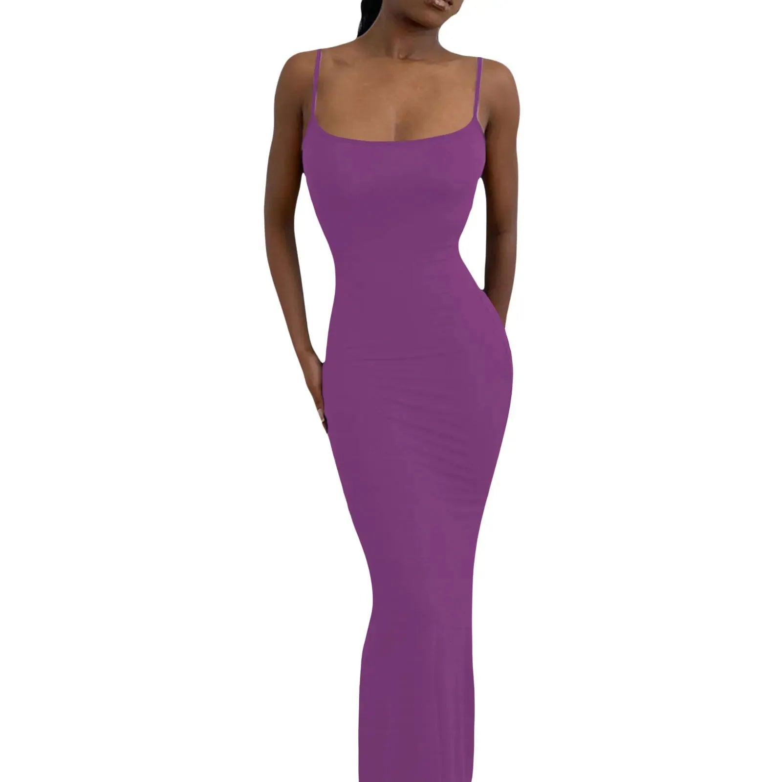 Women's Summer Sexy Party Club Slip Slim Dress Solid Color Spaghetti Strap Low Cut Fishtail Hem - Shop & Buy