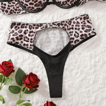 Load image into Gallery viewer, Sexy Leopard Lingerie Two Pieces Sets Fashion Patchwork Hollow Out Underwear Suits
