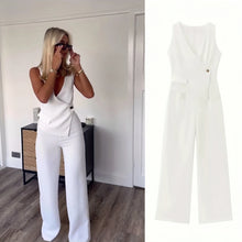 Load image into Gallery viewer, Summer new style pure color temperament elegant asymmetric vest crepe jumpsuit
