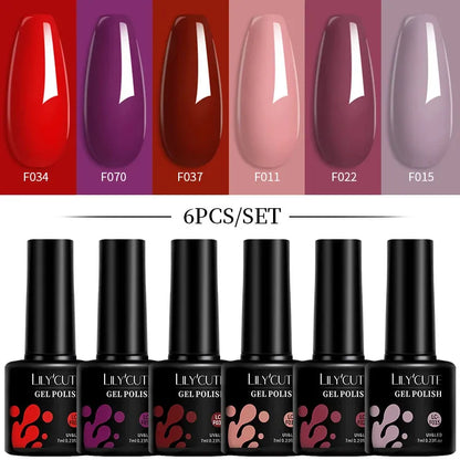 6Pcs/Set Macaron Color Gel Nail Polish Set Kit Spring 6 Colors UV LED Nail Art Gel Vernis Semi Permanent Base Top Coat - Shop & Buy