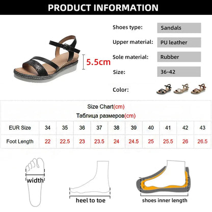 Women's Buckle Strap Wedge Sandals Summer Non Slip Platform Gladiator Shoes - Shop & Buy