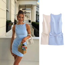 Load image into Gallery viewer, Summer new style elegant short commuter style sleeveless dress with belt
