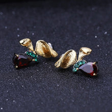 Load image into Gallery viewer, 3.15Ct Natural Garnet Gemstone Earrings 925 Sterling Silver Handmade Butterfly Stud Earrings for Women
