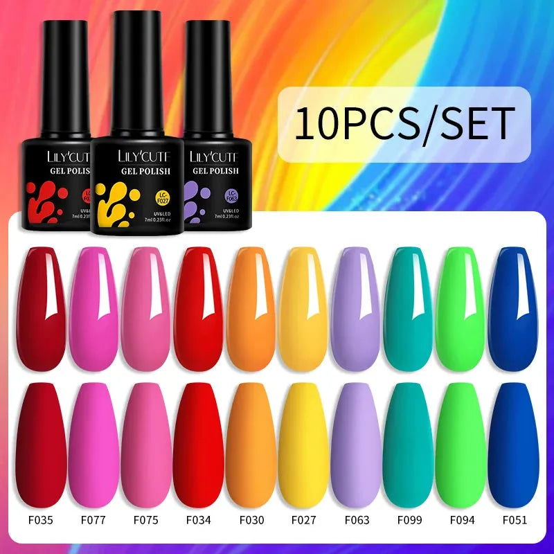 10PCS/Set Gel Nail Polish Brown Earth Coffee Color Series Gel Semi Permanent UV LED Gel Nail Art Soak Off Nail Gel Set - Shop & Buy