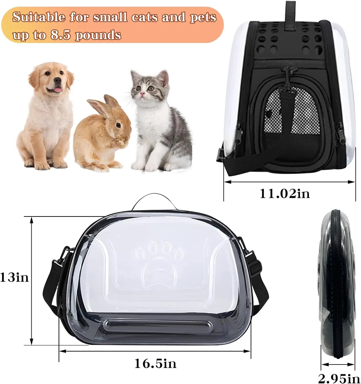 Outdoor Cat Carrier Backpack Pet Shoulder Bag Cat Carrier Travel Breathable Handbag Puppy & Kitten Capsule Transparent Cat Bag