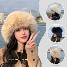 Load image into Gallery viewer, Big Fluffy Faux Fur Bucket Hat For Women Luxury Plush Fisherman Hat Warm Winter Hat Thicken Cold Snowy Day Panama Cap
