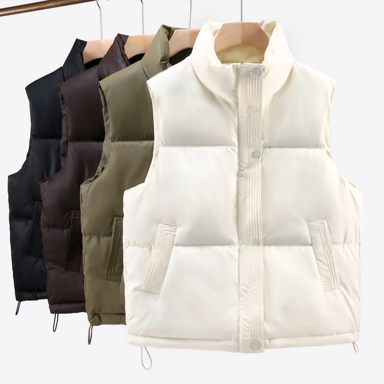 Women Winter Warm Waistcoat Ladies Sleeveless Stand Collar Coats Outerwear Casual Lightweight Puffer Vest Jackets - Shop & Buy