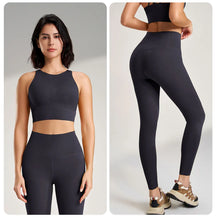 Load image into Gallery viewer, Naked yoga pants set of European and American yoga clothing high-waisted peach to lift the buttocks
