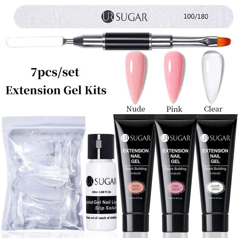 15ml Extension Gel Set Kits Semi Permanent Acrylic Hard Gel White Clear Nude Gel Nail Polish Nail Art Construction Gel - Shop & Buy