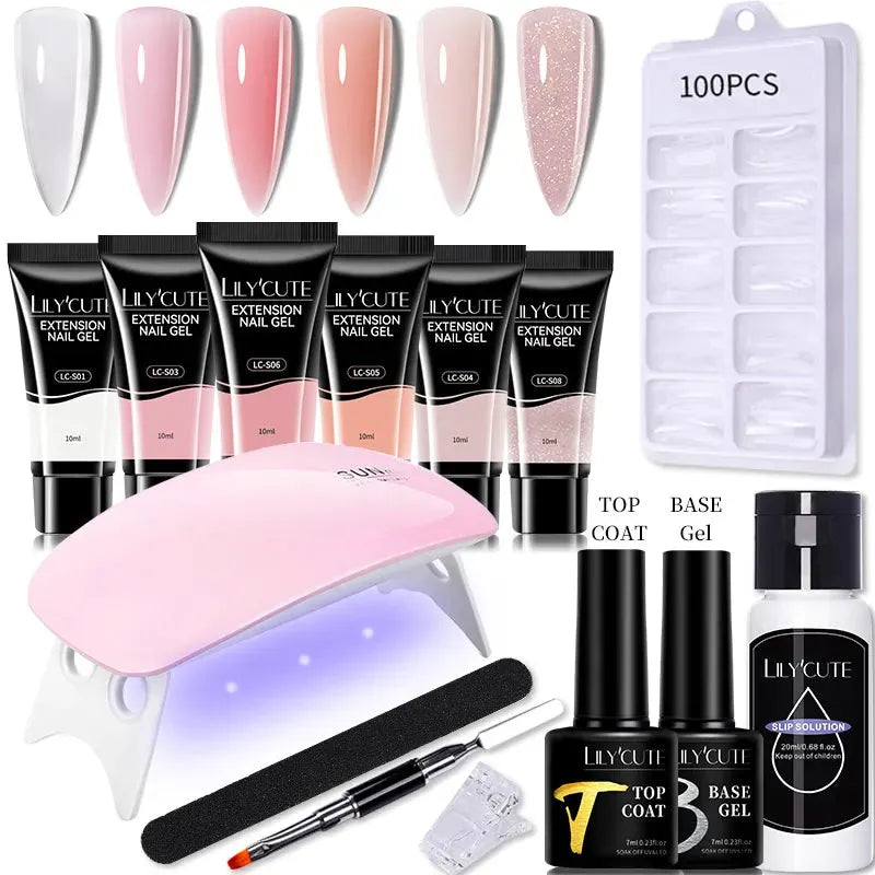 10ML Extension Nail Gel Set Manicure Set With 6W UV Lamp Finger Extend Mold Nail Kit Nail Art Quick Extension Tool Kit - Shop & Buy