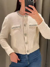 Load image into Gallery viewer, Summer New Style Fashionable Elegant Round Neck Long Sleeve Jewelry Embellished Sweater
