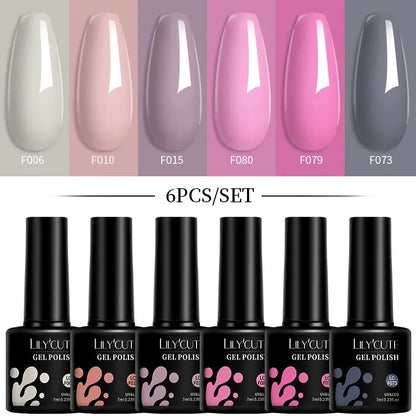 6Pcs/Set Macaron Color Gel Nail Polish Set Kit Spring 6 Colors UV LED Nail Art Gel Vernis Semi Permanent Base Top Coat - Shop & Buy