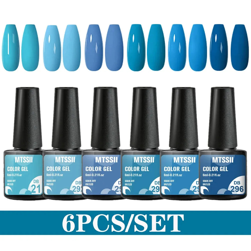 6PCS/SET Color Nail Gel Polish Set Kits  Base Top Coat  Varnish Soak Off UV Gel LED Semi Permanent All For Manicure Nail Art - Shop & Buy