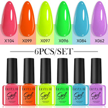 Load image into Gallery viewer, 6Pcs/Set Fluorescent Neon Colors Gel Nail Polish Set Vernis Semi Permanent Soak Off UV Nail Art Gel for Home Nails DIY
