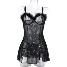 Load image into Gallery viewer, Night Dress Glitter Onlyfans Dresses Split Mini Clothes For Sex Black Sleepwear Fantasy Clothing
