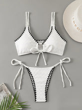 Load image into Gallery viewer, Sexy Micro Bikini Women White Patchwork Drawstring Push Up Swimsuit
