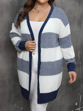 Load image into Gallery viewer, Winter Casual Long Plus Size Sweater Cardigan Women Stripe Large Cardigans Ladies Loose Oversized Knitted Coat
