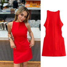 Load image into Gallery viewer, Summer New Fashion Temperament Elegant Side Opening Design Waist Sleeveless Short Dress
