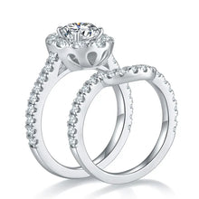 Load image into Gallery viewer, Total 2ctw Moissanite Wedding Rings Set For Women Solid 925 Silver Halo Engagement Ring
