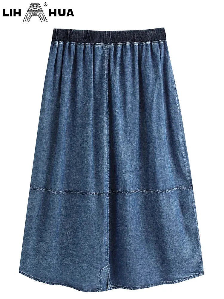 Women's Plus Size Denim Skirt Spring Chic Elegant Skirt For Chubby Women Cotton Woven Skirt - Shop & Buy