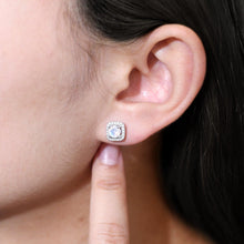 Load image into Gallery viewer, Minimalist Dainty Moonstone Earring 5mm Milky Blue Moonstone Studs Earrings in 925 Sterling Silver June Birthstone