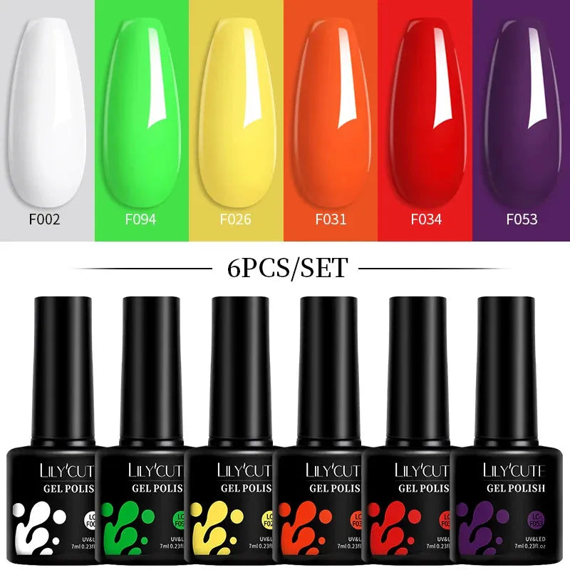 6Pcs/Set Macaron Color Gel Nail Polish Set Kit Spring 6 Colors UV LED Nail Art Gel Vernis Semi Permanent Base Top Coat - Shop & Buy