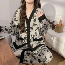 Load image into Gallery viewer, Japanese Kimono Autumn Winter Women Pajamas Sets Faux Cotton Long Sleeves Homesuits
