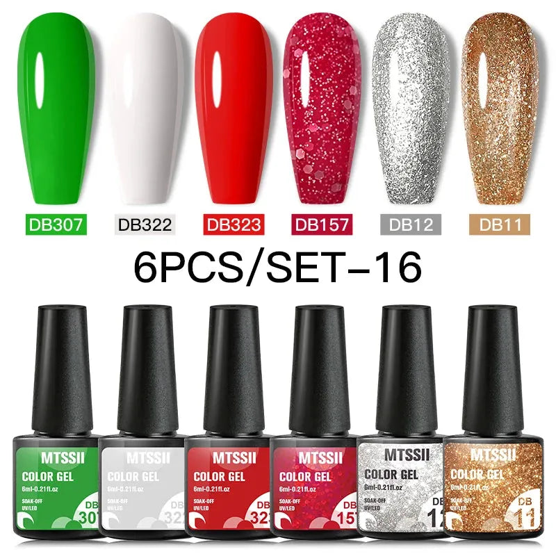 6PCS/SET Color Nail Gel Polish Set Kits  Base Top Coat  Varnish Soak Off UV Gel LED Semi Permanent All For Manicure Nail Art - Shop & Buy