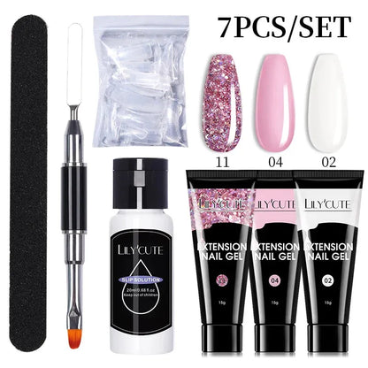 Extension Gel Nail Polish Kit Quick Extension Manicure Gel Set Finger Extend Mold Nail Brush Nail Art Tool Set Supplies - Shop & Buy