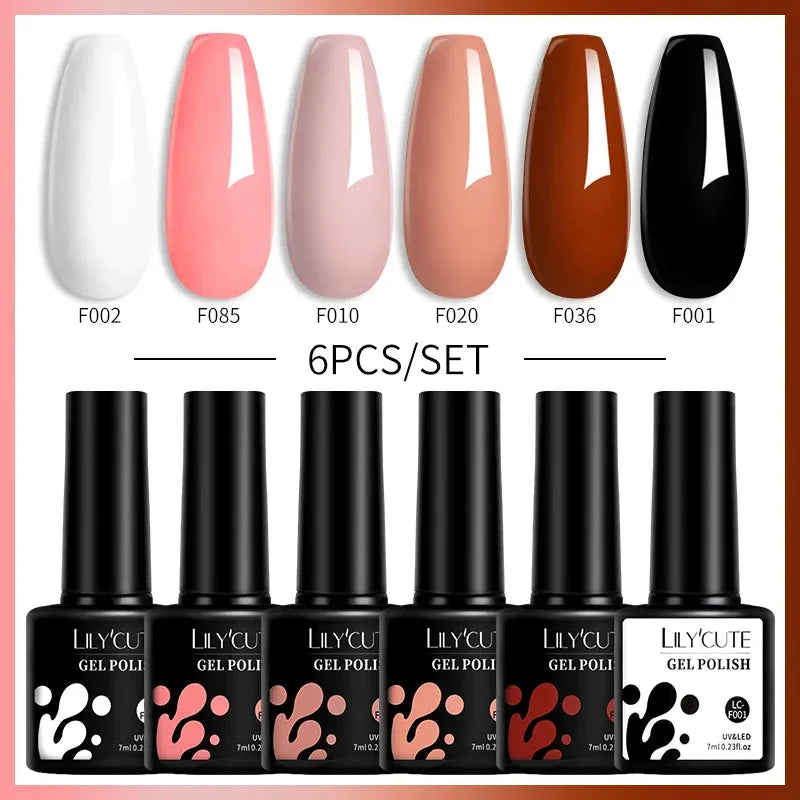 6Pcs/Set Macaron Color Gel Nail Polish Set Kit Spring 6 Colors UV LED Nail Art Gel Vernis Semi Permanent Base Top Coat - Shop & Buy