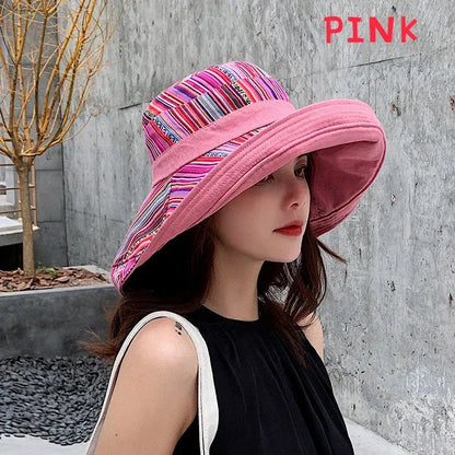 Women's Hat Bucket Hat Fashion All-match Four Seasons Big Brim Panama Basin cap Double-Sided Fisherman Hat - Shop & Buy