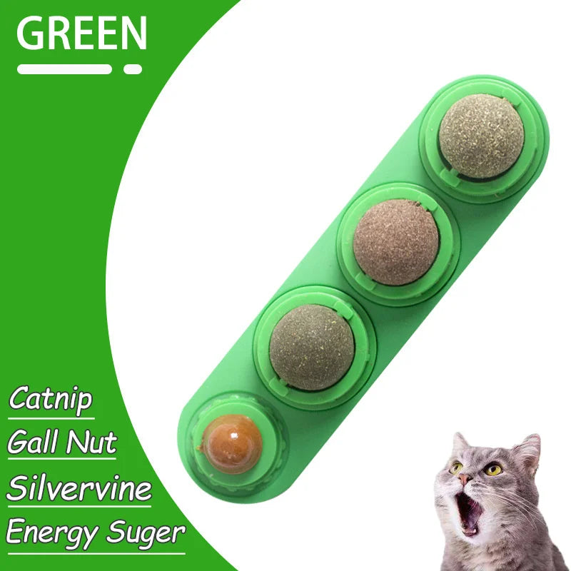 Natural Catnip Cat Wall Stick-On Ball Toy Scratchers Treats Healthy Natural Removes Balls To Promote Digestion Cat Grass Snack