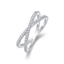 Load image into Gallery viewer, Unique 0.246CT Round Cut Moissanite Wedding Band,Twisted Crossover Half Eternity Band Ring in 925 Sterling Silver
