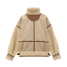 Load image into Gallery viewer, Autumn Winter Women Warm Faux Fur Fleece Coat Jacket Female Loose Patchwork Thickened Locomotive Lapel Chic Outwear
