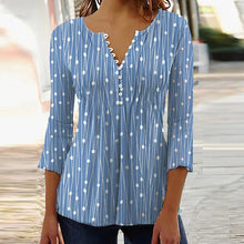 Load image into Gallery viewer, Trendy 3D Printed Shirts for Women Spring Summer 3/4 Sleeve V Neck Buttons Blouse Shirt
