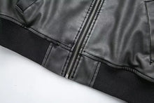 Load image into Gallery viewer, Autumn new product old effect coal leather jacket coat women&#39;s clothing lining short imitation leather jacket
